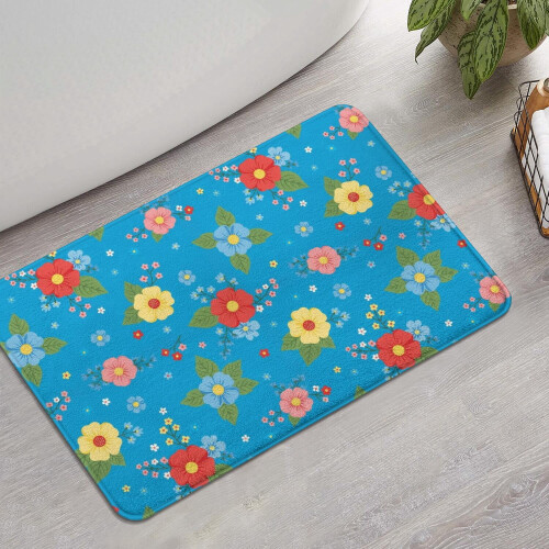 Χαλί μπάνιου Pioneer Flower Floral, αντιολισθητικό χαλάκι μικροϊνών με επένδυση από 1