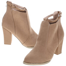 1 Paar elegante Stiefeletten, modische Damen-Stiefeletten mit hohem Absatz, lässige Winter- und Herbstschuhe für Damen - Aprikose (Größe 37)