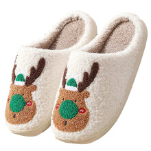 Pantoufles de Noël pour femmes et hommes, chaudes et faciles à enfiler, en coton, pour l'intérieur et l'extérieur, pointures 41-42, vertes.