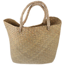 Masteelf Khaki Handheld Woven Basket for Storage Made of Plastic with Handle Design 1Pc