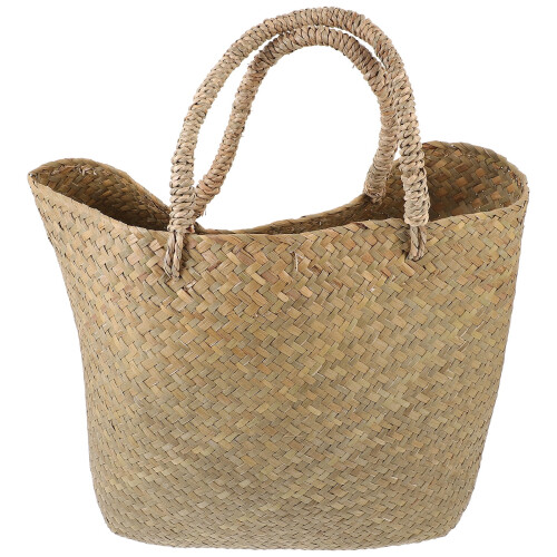 Khaki Seaweed Woven Handheld Storage Basket 1 pc