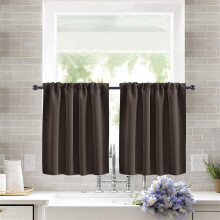 Brown Thermal Blackout Curtains 29 x 36 in, 2 Panels
