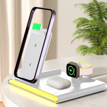 15W 3-i-1 trådløs opladningsstation til Android, iPhone, Apple, Samsung, iPad