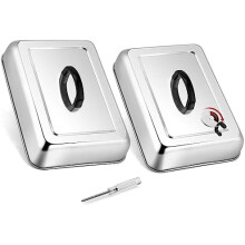 Rectangular Melting Dome 2Pcs, 13.3x9.8in Stainless Steel Steaming Cover & Griddle Lid with Air Damper, Dishwasher Safe, Compatible with Flat Top
