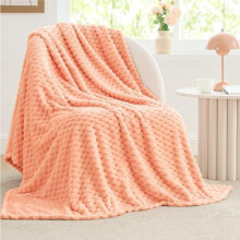 3D Jacquard Fleece Throw Blanket, Peach Pink, 50x60", Super Soft & Cozy, All-Season Use
