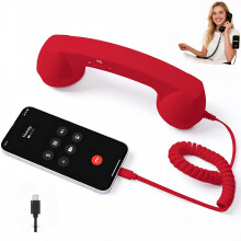 Retro Phone Handset with Noise Reduction, Volume Control, One-Touch Button & Type-C—Compatible with All Mobile Phones