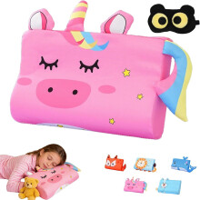 Kids Memory Foam Pillow with Washable Cover, Breathable Support for Boys & Girls