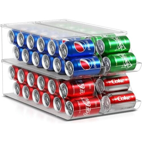 Stackable Soda Can Organizer 12-Can BPA-Free Clear (4-Pack)