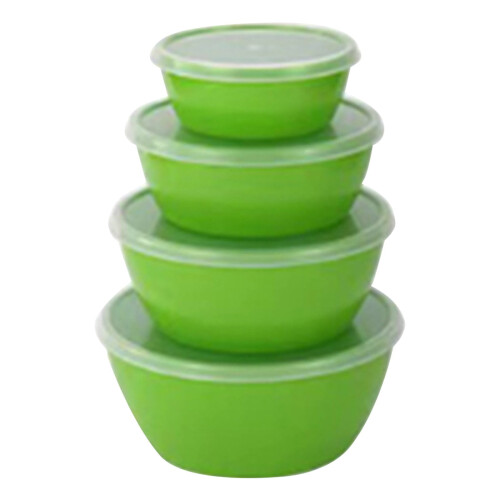 Round Plastic Mixing Bowls with Lids – Stackable Airtight