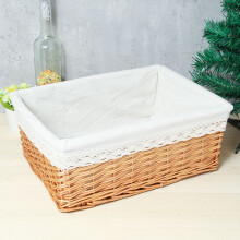 FRCOLOR Multipurpose Wicker Storage Basket with Removable Washable Liner for Bedroom Bathroom Office 35*25*13cm