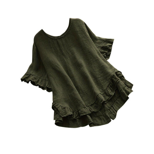 Γυναικείο Casual Tunic Μπλούζα με Κοντομάνικο Στυλ VERUGU, με Στρογγυλή Λαιμόκοψη και