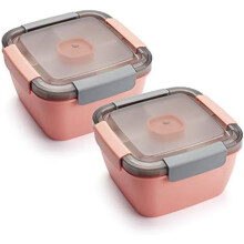 3-Compartment Salad Lunch Box with Sauce Container, 52 oz