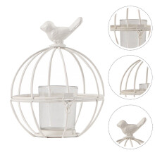 White Iron Candlestick Holder – Vintage Style, 13x13x17cm