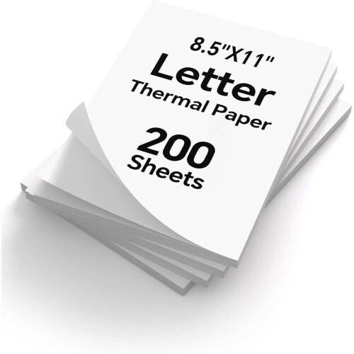 Papel térmico para impressora, 200 folhas, tamanho carta (8,5 x 11 polegadas), modelo MT610, compatível com impressoras portáteis /iD/H e outras