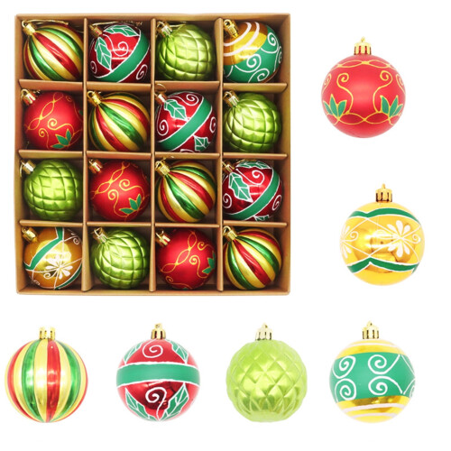 Kerstballen van gegalvaniseerd plastic, set van 12 stuks