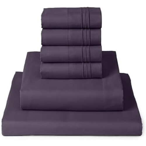 Purple 6-Piece Microfiber Bedding Set Queen
