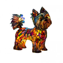 HIBIBUD terrier lámpa – 6,6x7,4x6,3" kutyás művészeti éjszakai fény, pácolt műgyanta asztali lámpa kutyabarátoknak, aranyos állatos