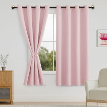 Blush Pink Blackout Curtains 42x63 in, Grommet Top, 2