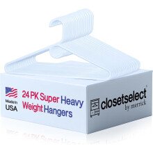 Super Heavy-Duty Plastic Hangers, White, 24-Pack