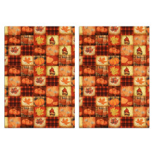 Ensemble de 2 torchons de cuisine d'automne - Torchons imprimés citrouille et feuille d'érable (18 x 26 pouces) - Décoration intérieure en coton