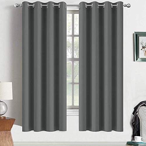 Blackout Curtains 52"W x 84"L, Dark Grey, 2 Panels
