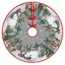 Christmas Tree Skirt Soft Plush Snowman Pattern 48 inch