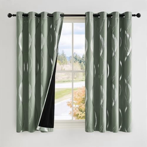 Blackout Curtain Panels 52x84in, Microfiber with Silver