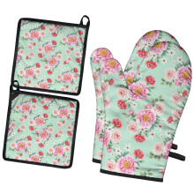 Gants de cuisine Pioneer Flower à motif floral (lot de 2), résistants à la chaleur, 19,5 cm x 30,5 cm