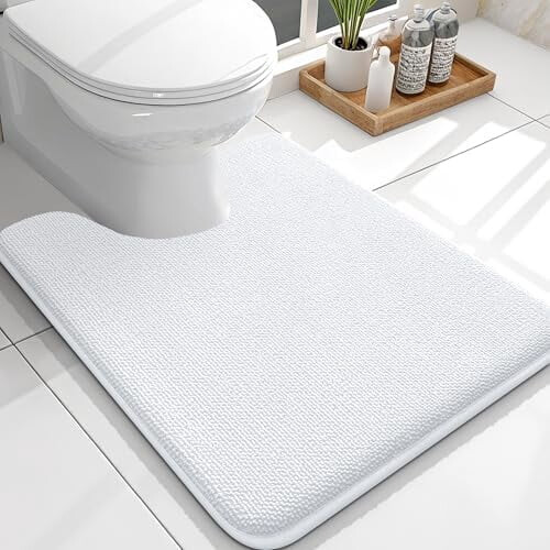 Memory Foam Bath Mat 24 x 20 in White