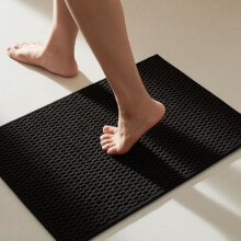 Black Low-Pile Woven Bath Rug 20 x 30 in