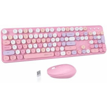 Vezeték nélküli billentyűzet és egér kombináció Retro Pink 2,4 GHz