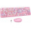 Ensemble clavier et souris sans fil rose rétro 2,4 GHz 1