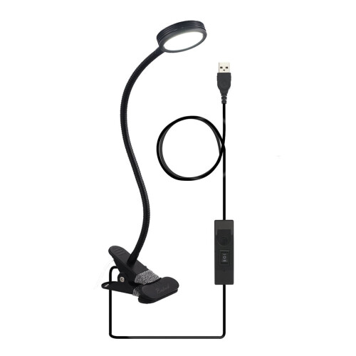 Lampe de lecture LED à pince avec col de cygne réglable 1