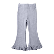 Børnepiger Flarebukser Med Flæsekant Bomuldsbukser Søde Søde Elastiske Flarebukser Småbørn Baby2025Moderne Leggings Grå7-8 År