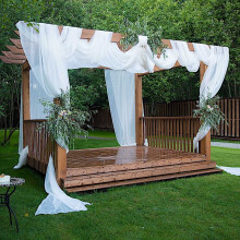 5x32 feet White Premium Chiffon Sheer Curtain Panel Ceiling Backdrop Drape Party Events Decorations