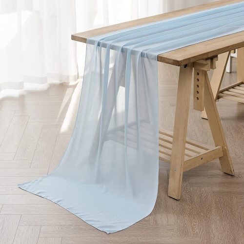 Light Blue Chiffon Table Runner 12" x 118"