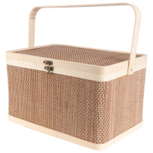 Bamboo Storage Basket with Lid, 32x22x20cm