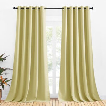 Rideaux occultants pour chambre à coucher 70 x 108 pouces, jaune pâle, isolants thermiques, œillets solides, 2 panneaux — Compatibles avec les