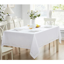 Nappe de Noël en tissu, 132 x 178 cm, motif ajouré provençal, résistante à l'eau et aux taches, entretien facile, blanche