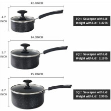 Casseroles antiadhésives avec couvercle, ensemble de casseroles antiadhésives de 1, 2 et 3 litres avec poignée en silicone, petit pot à lait avec
