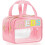 Make-uptasje van chenille met lettermotief, roze, nylon, waterdicht, 1 stuk 1