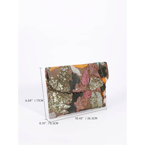 Γυναικείες τσάντες clutch με κέντημα λουλουδιών και πούλιες για βραδινά πάρτι 2