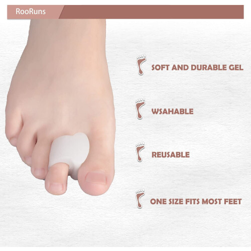 8 Pack Gel Toe Separators for Overlapping Toes, Bunions, Big Toe Alignment, Corrector and Spacer (White) 2