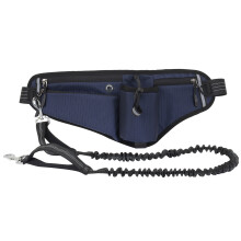 Guinzaglio da cane a mani libere con marsupio da cintura, 45x18x3 cm, Nero