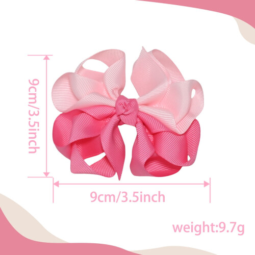Pacote com 9 laços de cabelo multicoloridos de 8,9 cm (3,5 polegadas), laços de fita de gorgorão com babados em camadas e presilhas para bebês e 1