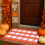 Fall Plaid Doormat Orange White Cotton 24x16 Inch 6