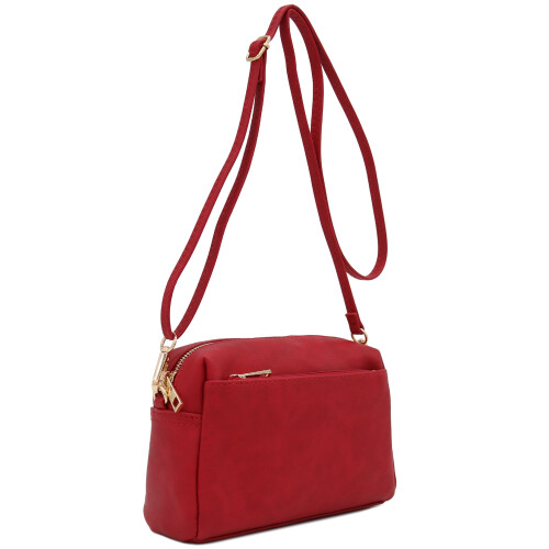 Kleine crossbodytas met drie ritsen 1