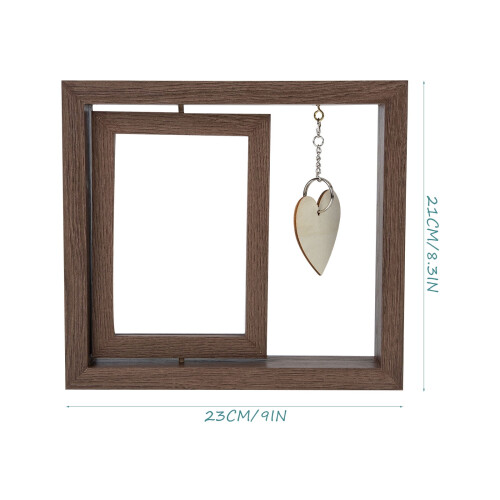 Double-Sided Rotating Photo Frame Walnut Wood 1Pack 1
