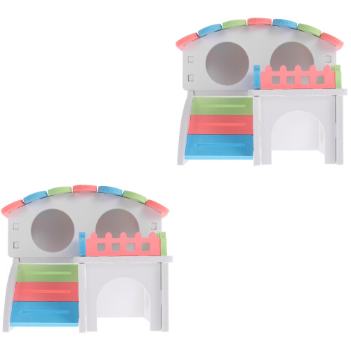 2Pcs Hamster House Small Pet Hideout Washable Fun Villa 2