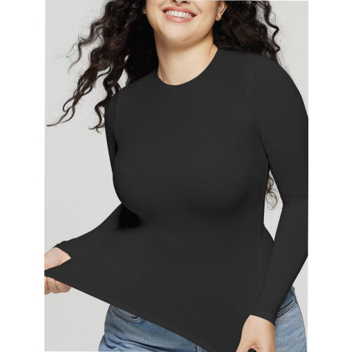 Camisetas básicas de manga larga y cuello redondo, ideales para salir. 1